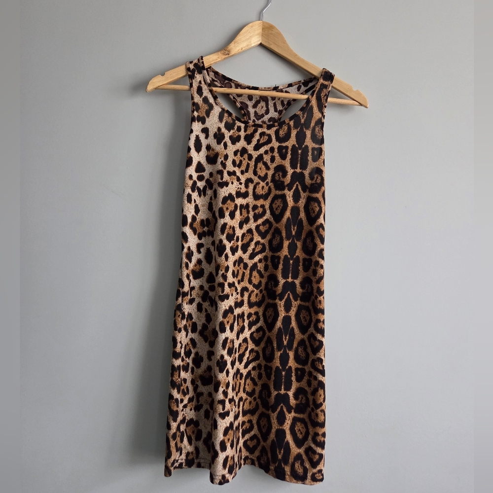 Leopard Animal Print Casual Summer Sleeveless Bodycon Mini Tank Dress Y2k